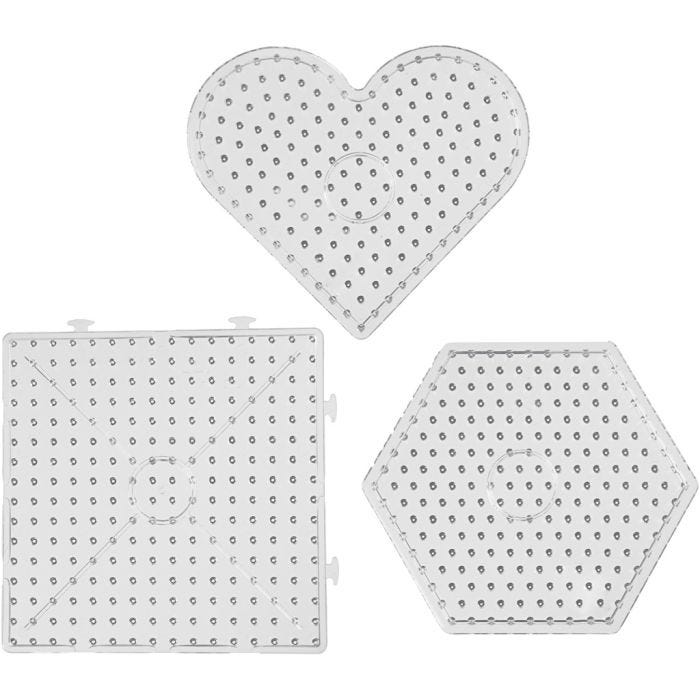 Pannello a pioli, cuori, esagoni, quadrati, misura 15x15-17,5x17,5 cm, JUMBO, trasparente, 6 pz/ 1 conf.