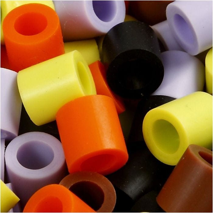 Perline a tubetto, misura 10x10 mm, misura buco 5,5 mm, JUMBO, misto autunno, 2450 asst./ 1 secch.