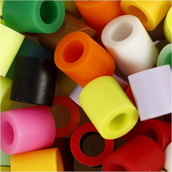 Perline a tubetto, misura 10x10 mm, misura buco 5,5 mm, JUMBO, colore aggiuntivo, 2450 asst./ 1 secch.