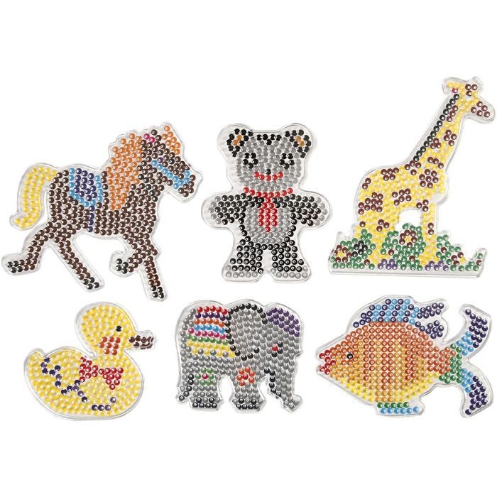 Pannello a pioli, papera, elefante, giraffa, orso, cavallo e pesce, misura 10x11-13x16,5 cm, medium, 6 pz/ 1 conf.