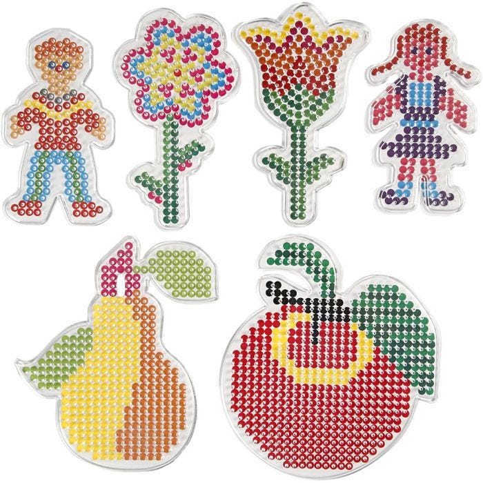 Pannello a pioli, fiori, bambina, bambino, mela e pera, misura 8,5x14-14x16 cm, medium, 6 pz/ 1 conf.