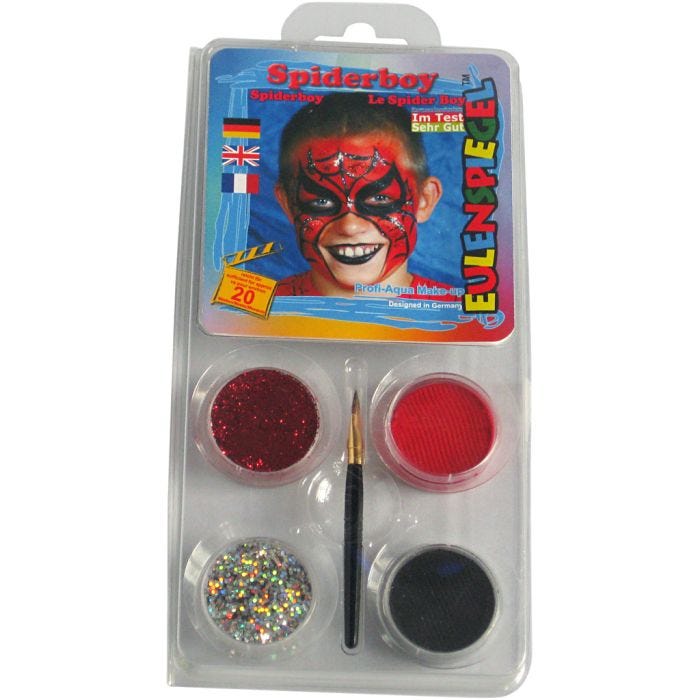 Pittura facciale Eulenspiegel - set tema, spiderman, colori asst., 1 set