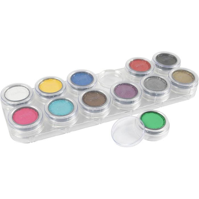 Tavolozza trucco viso a base d'acqua, colori asst., 12x2.50 ml/ 1 pz
