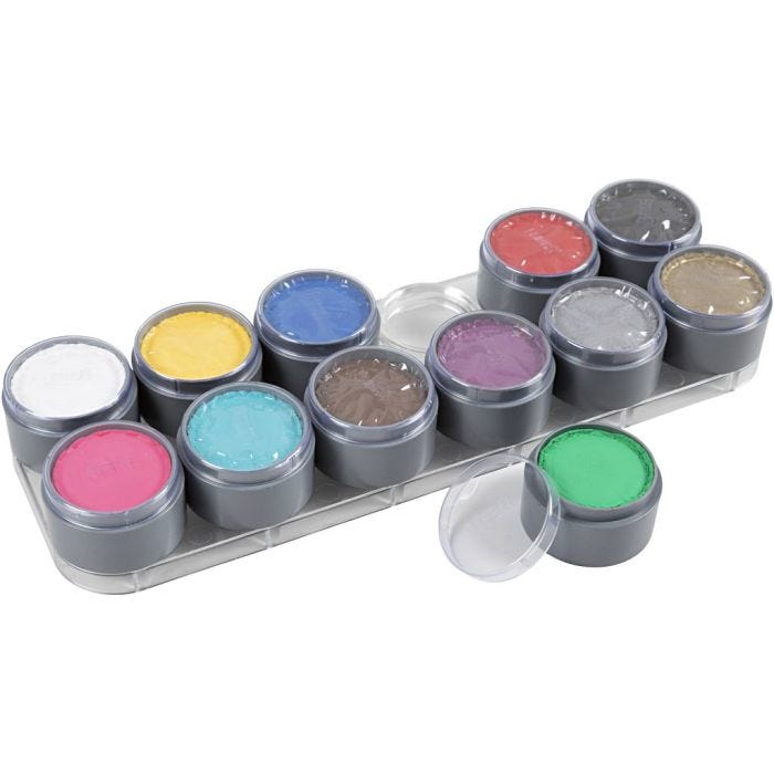 Tavolozza trucco viso a base d'acqua, colori asst., 12x15 ml/ 1 pz