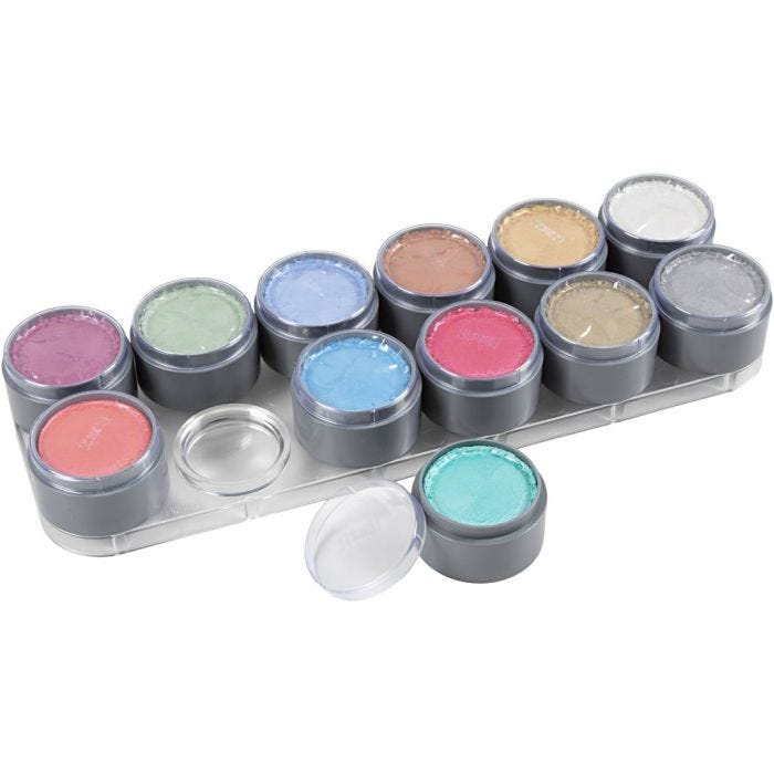 Tavolozza trucco viso a base d'acqua, colori perlati, 12x15 ml/ 1 pz
