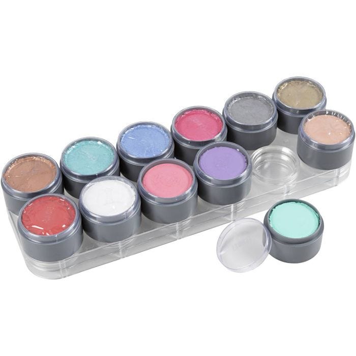 Tavolozza trucco viso a base d'acqua, colori asst., 12x15 ml/ 1 pz