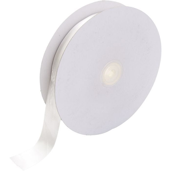 Nastro di raso, L: 25 mm, bianco, 50 m/ 1 rot.