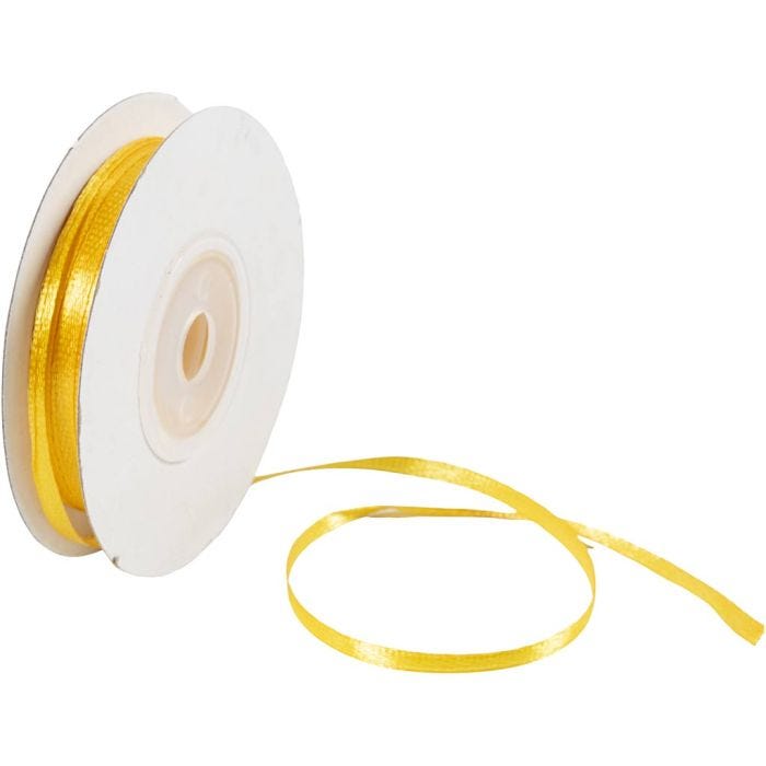 Nastro di raso, L: 3 mm, giallo sole, 30 m/ 1 rot.