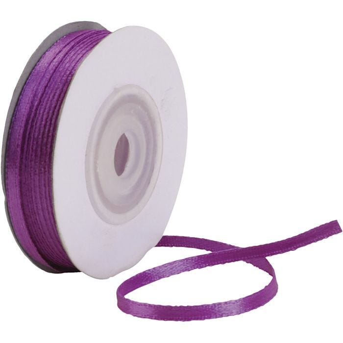 Nastro di raso, L: 3 mm, viola scuro, 30 m/ 1 rot.