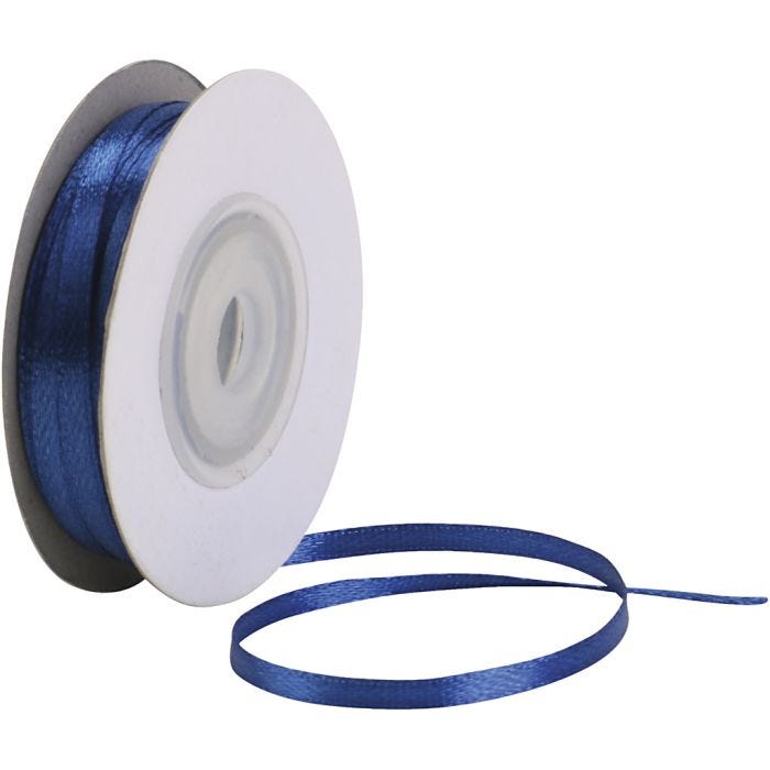 Nastro di raso, L: 3 mm, blu reale, 30 m/ 1 rot.