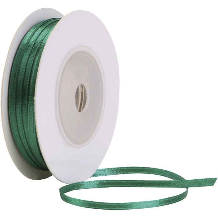 Nastro di raso, L: 3 mm, verde scuro, 30 m/ 1 rot.