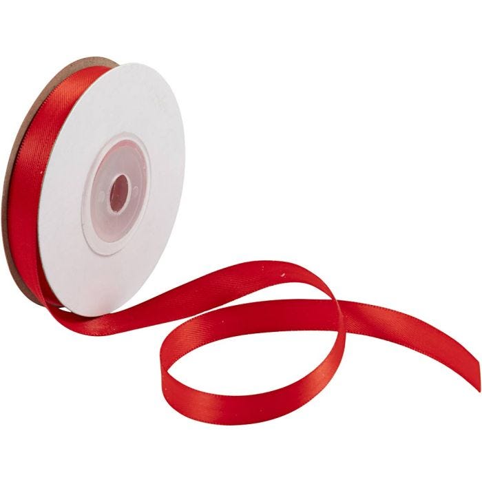 Nastro di raso, L: 10 mm, rosso, 10 m/ 1 rot.