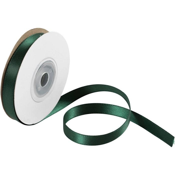 Nastro di raso, L: 10 mm, verde, 10 m/ 1 rot.