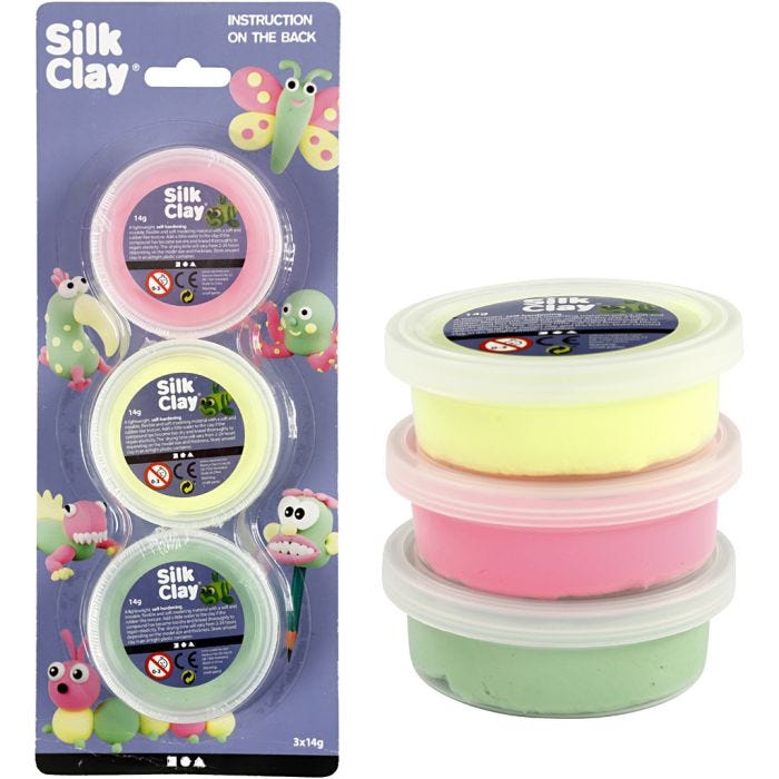 Silk Clay®, verde chiaro, neon pink, giallo neon, 3x14 g/ 1 conf.