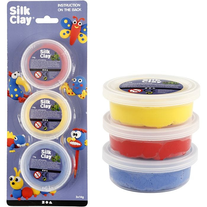 Silk Clay®, blu, rosso, giallo, 3x14 g/ 1 conf.