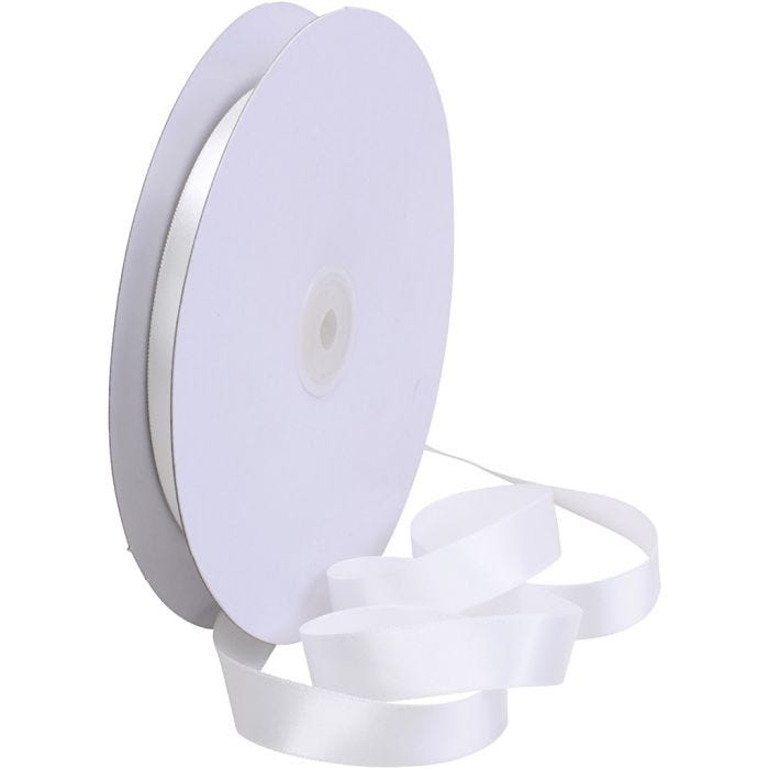 Nastro di raso, L: 15 mm, bianco, 50 m/ 1 rot.