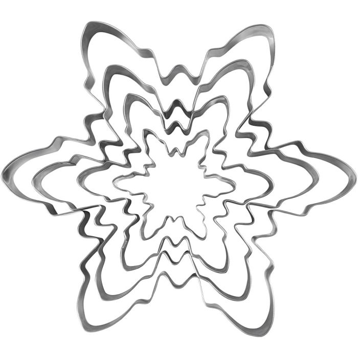 Formine tagliabiscotti, Fiocco di neve, H: 2,5 cm, misura 6-16,5 cm, 1 pz/ 1 conf.