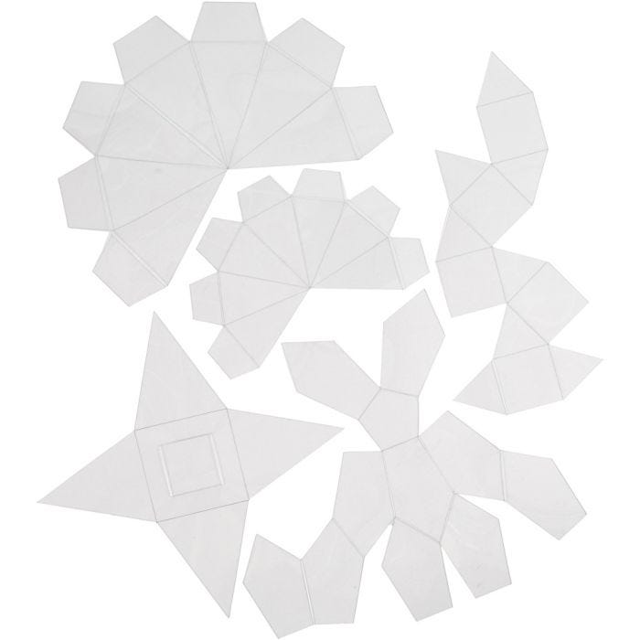 Stampini da montare, forme geometriche, H: 6-13 cm, transparent, 5 pz/ 1 conf.