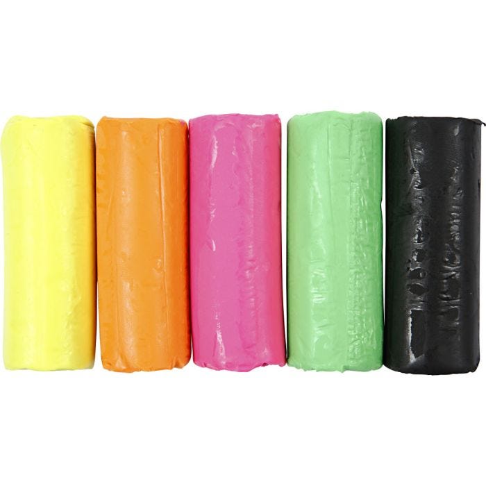 Pasta Modellabile, H: 9,5 cm, colori neon, 5x80 g/ 1 secch.