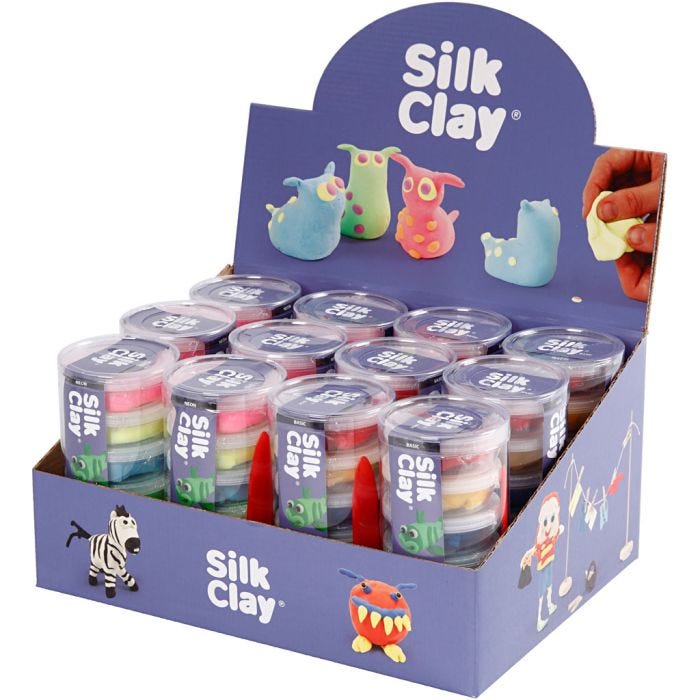 Silk Clay®, colori neon, colori standard, 12 set/ 1 conf.