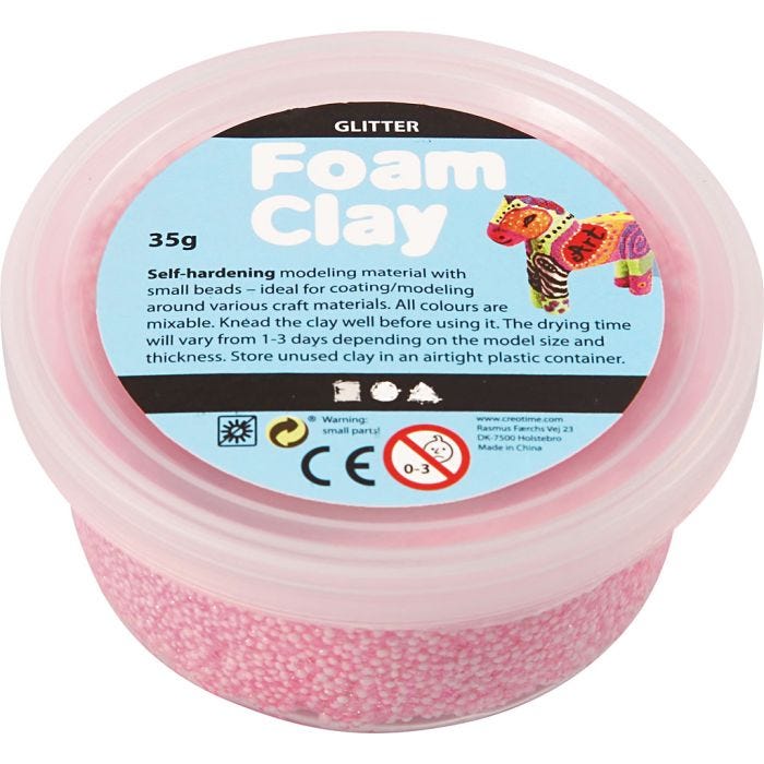 Foam Clay® , glitter, rosso chiaro, 35g/ 1 vasch.