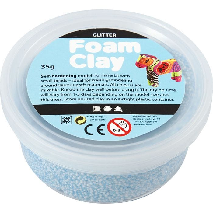 Foam Clay® , glitter, azzurro, 35 g/ 1 vasch.