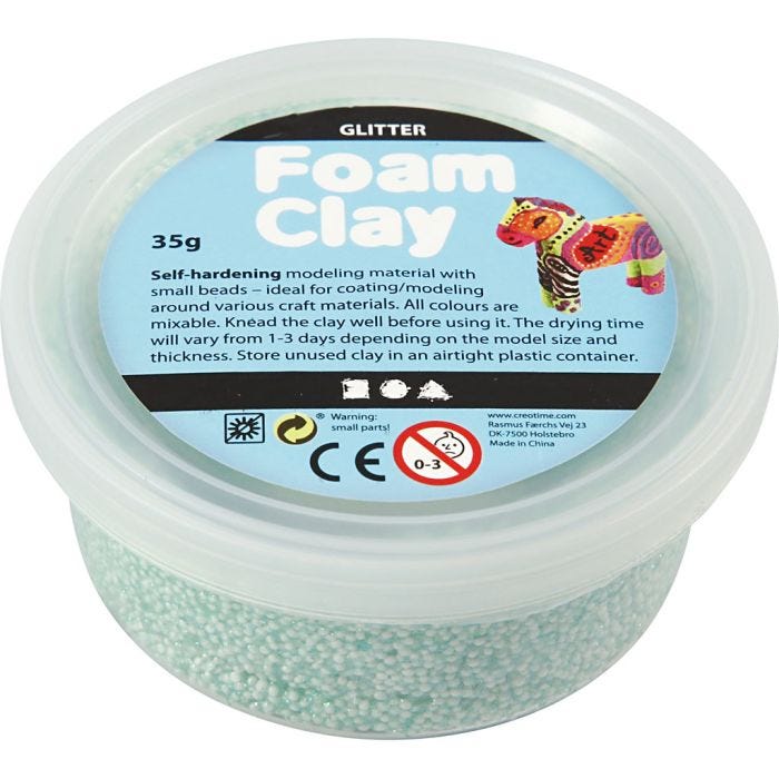 Foam Clay® , glitter, verde chiaro, 35 g/ 1 vasch.