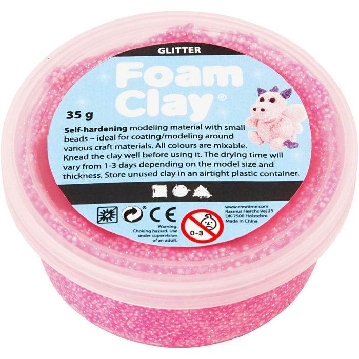 Foam Clay® , glitter, rosa, 35 g/ 1 vasch.