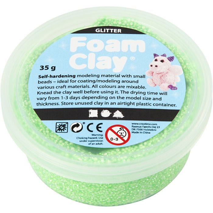 Foam Clay® , glitter, verde, 35 g/ 1 vasch.