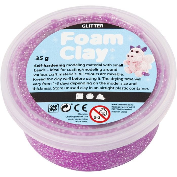 Foam Clay® , glitter, viola, 35 g/ 1 vasch.