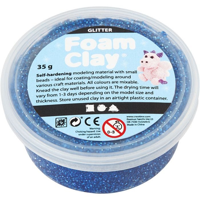 Foam Clay® , glitter, blu, 35 g/ 1 vasch.