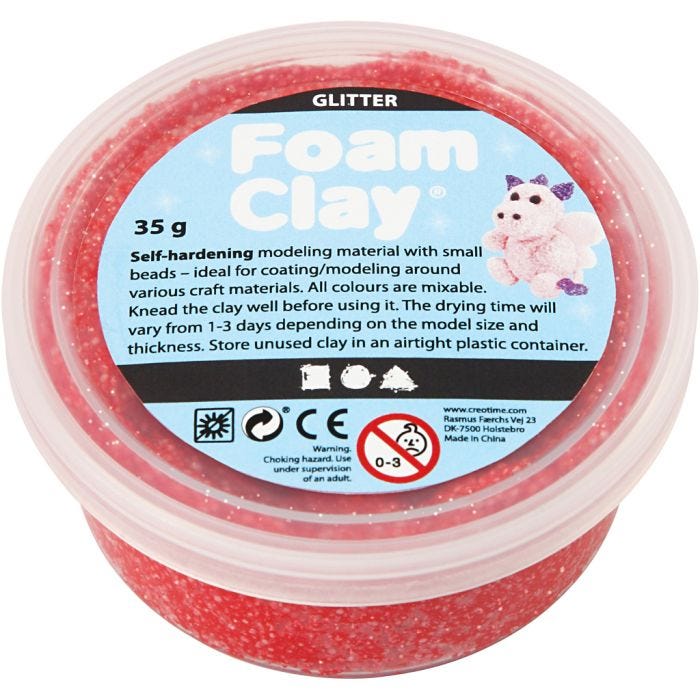 Foam Clay® , glitter, rosso, 35 g/ 1 vasch.