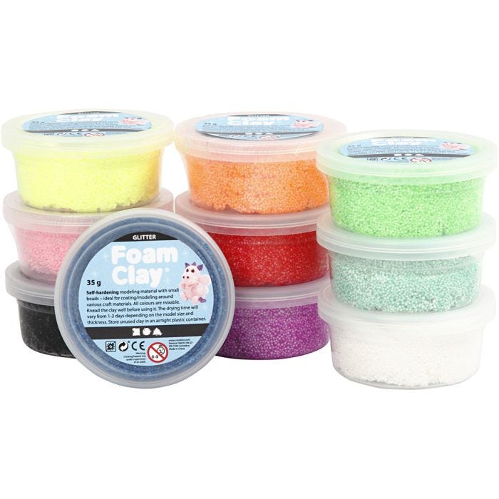 Foam Clay® , glitter, colori asst., 10x35 g/ 1 conf.
