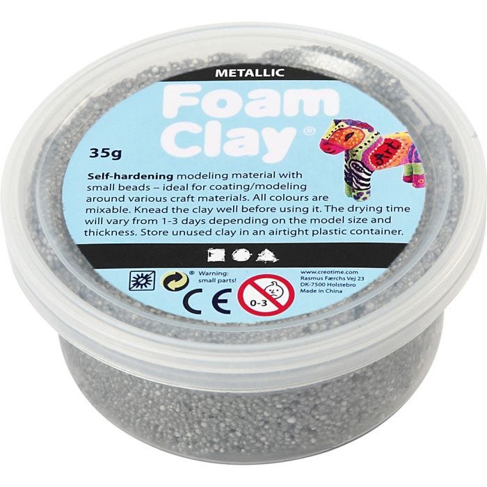 Foam Clay® , metallico, argento, 35g/ 1 vasch.