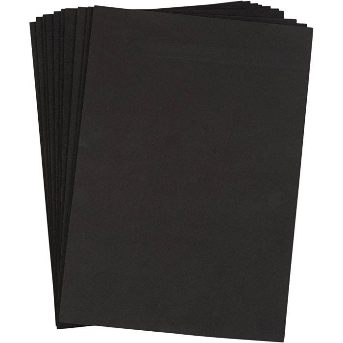 Fogli di EVA foam, A4, foglio 210x297 mm, spess. 2 mm, nero, 10 fgl./ 1 conf.