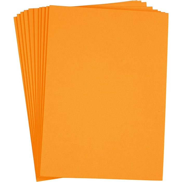 Fogli di EVA foam, A4, foglio 210x297 mm, spess. 2 mm, arancio, 10 fgl./ 1 conf.