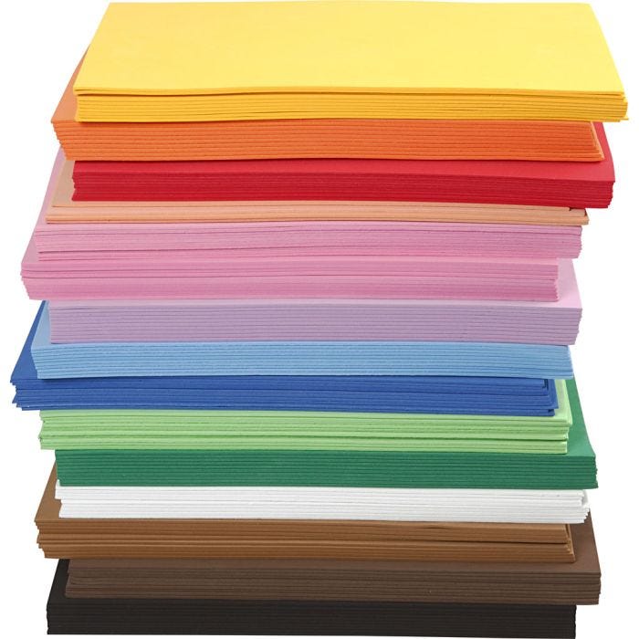 Fogli di EVA foam, A4, foglio 210x297 mm, spess. 2 mm, 15x10 fgl./ 1 conf.