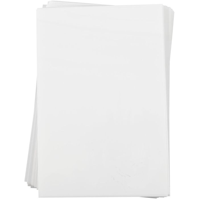 Fogli di plastica restringente, 20x30 cm, 0,3 mm, bianco opaco, 100fgl./ 1 conf.