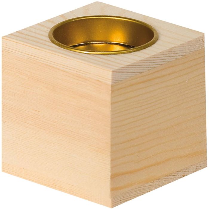Porta candele decorativo in legno, misura 6x6 cm, 1 pz