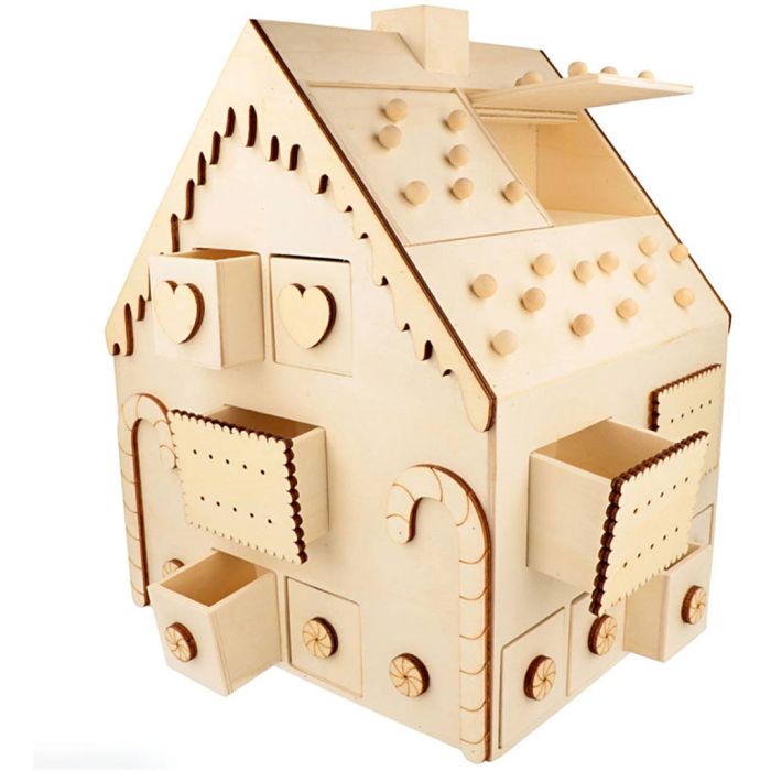 Calendario dell'avvento in legno, misura 26,5x23,5x33 cm, 1 pz