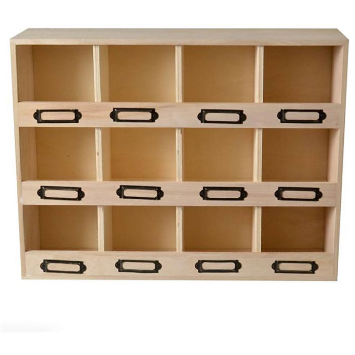 Armadietto in legno grezzo, misura 47x11x31,5 cm, 1 pz