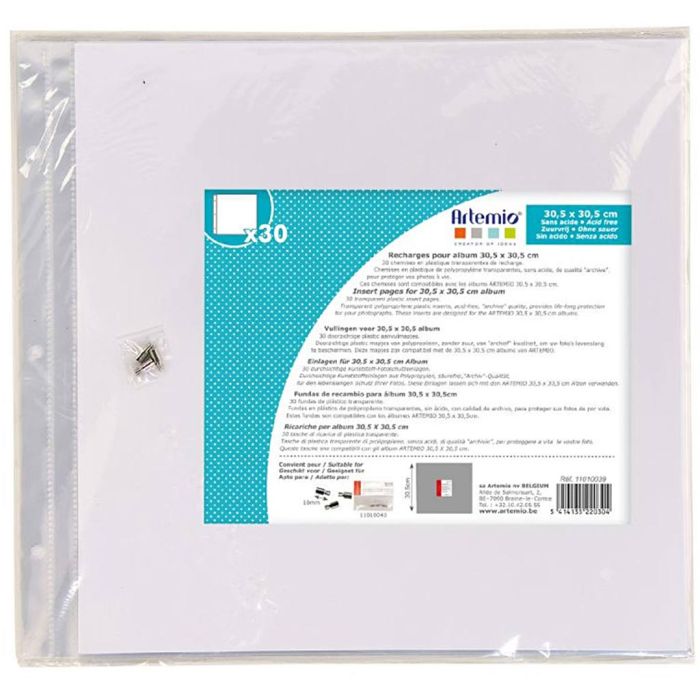 Tasche trasparenti per album fotografici, misura 30,5x30,5 cm, 30 fgl./ 1 pz
