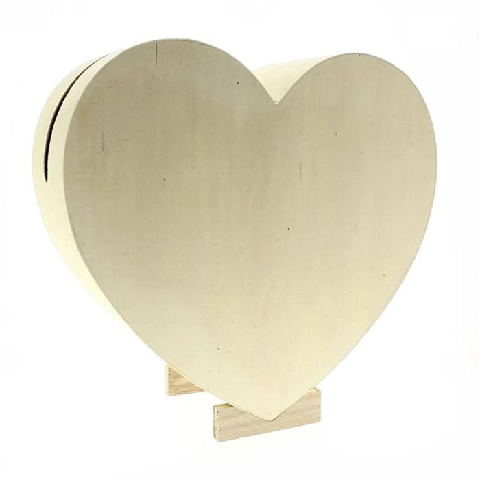 Contenitore a cuore in legno, misura 35 cm, 1 pz