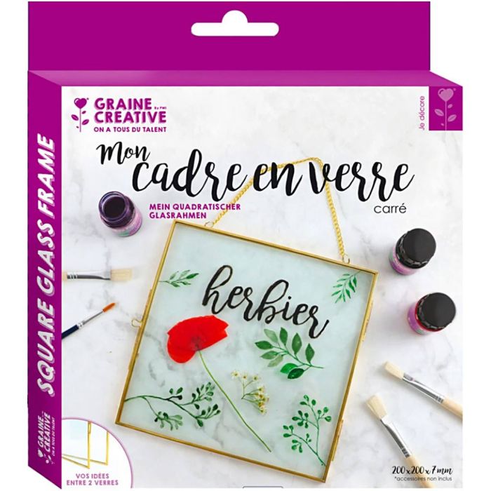 Cornice quadrata per erbario da appendere in metallo, misura 20x20 cm, 1 pz