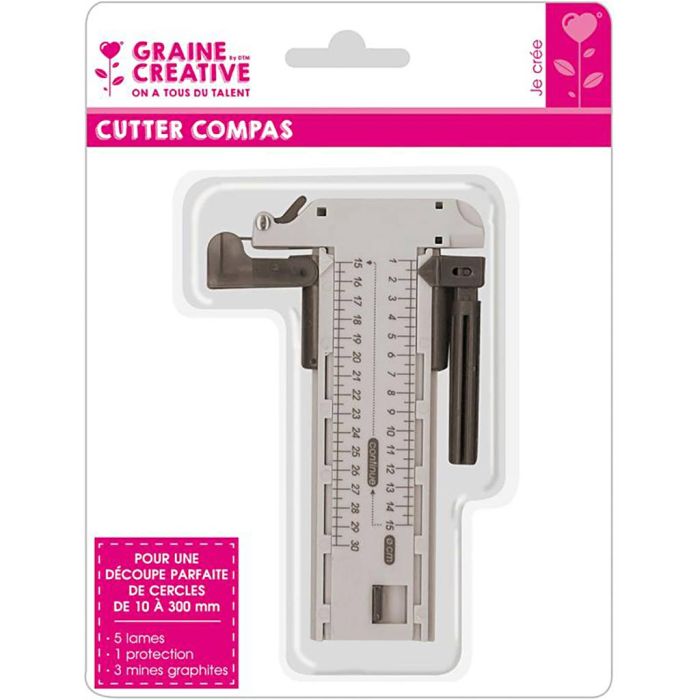 Cutter artigianale a compasso - Taglio circolare perfetto, misura 1-30 cm, 1 pz