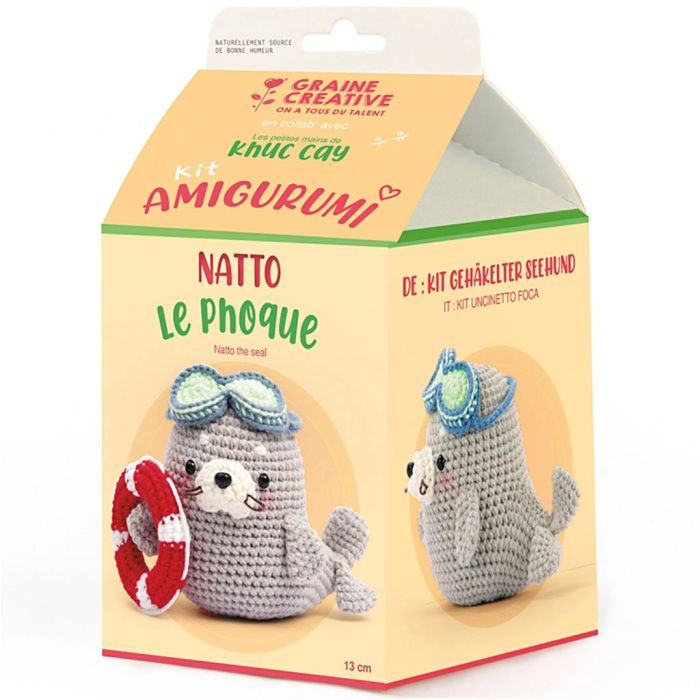 Kit uncinetto Amigurumi, Natoo la foca, misura 13 cm, 1 conf.