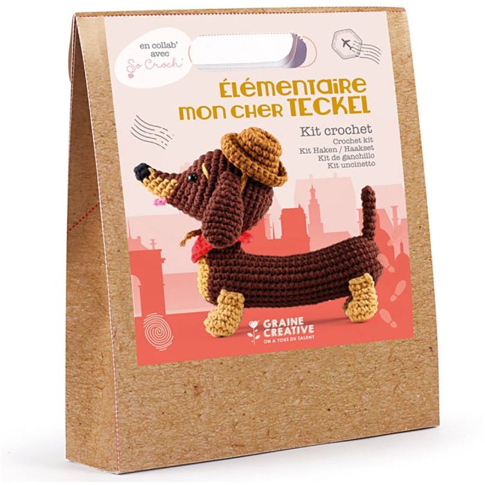 Kit uncinetto Amigurumi, Bassotto, misura 18 cm, 1 conf.