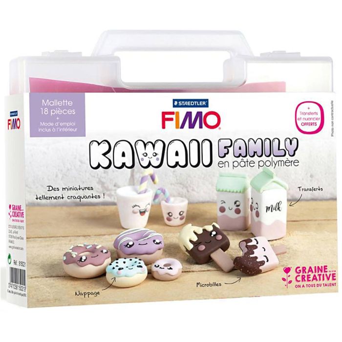 Valigetta per figurine in Fimo, Famiglia Kawaii, 18 pz/ 1 conf.