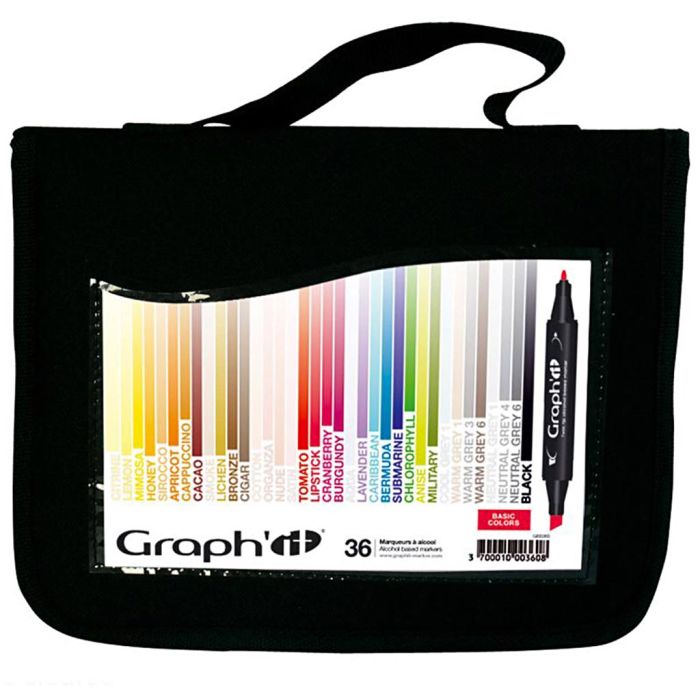 Set di penne ad alcool Graph'it, colori standard, 36 pz/ 1 conf.