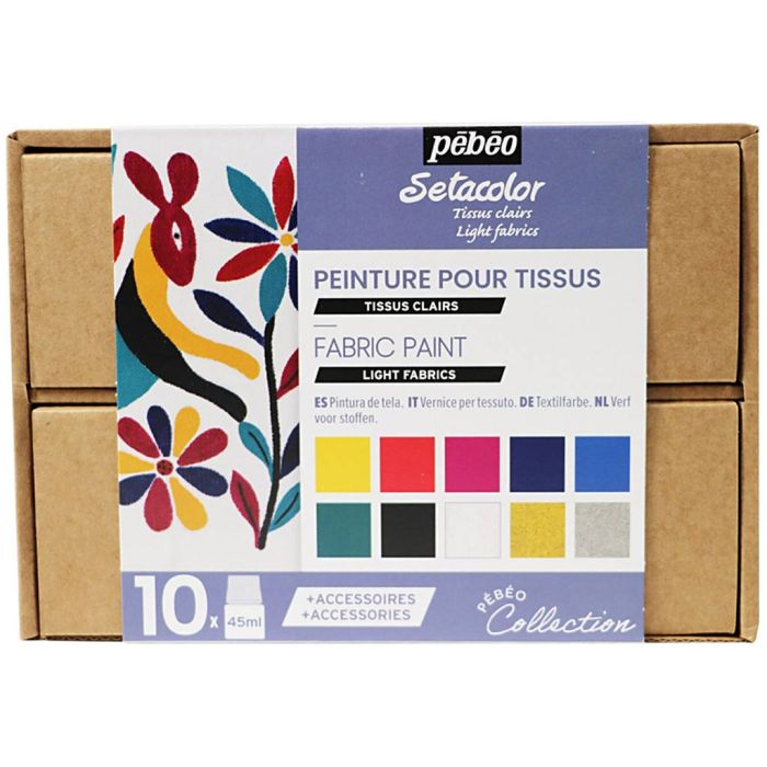 Cofanetto Pébéo Collection, Vernice per tessuti - Tessuti leggeri, colori asst., 1 conf.
